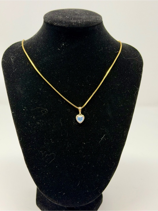 Jewelry - Rare Blue Moissanite Heart Pendant Necklace in Gold Over 925 SS